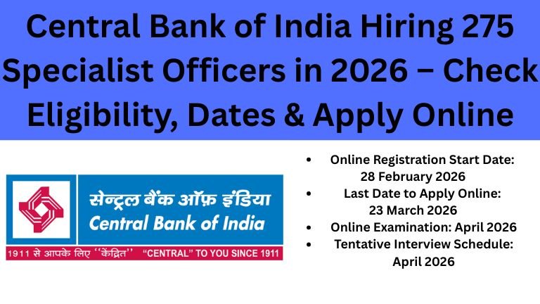 Central Bank of India SO Recruitment 2026